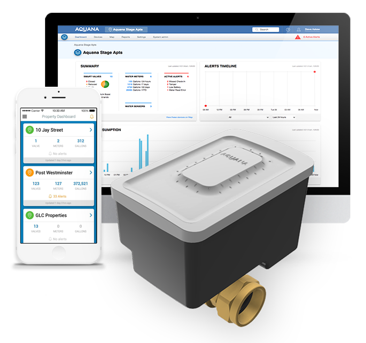 Aquana - Water IoT Platform with remote shut-off valve control and